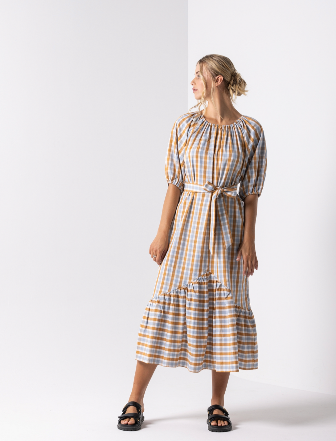 DRESSED Tango Dress-Sunrise Check | NZ womens clothing | Trio Boutique Geraldine