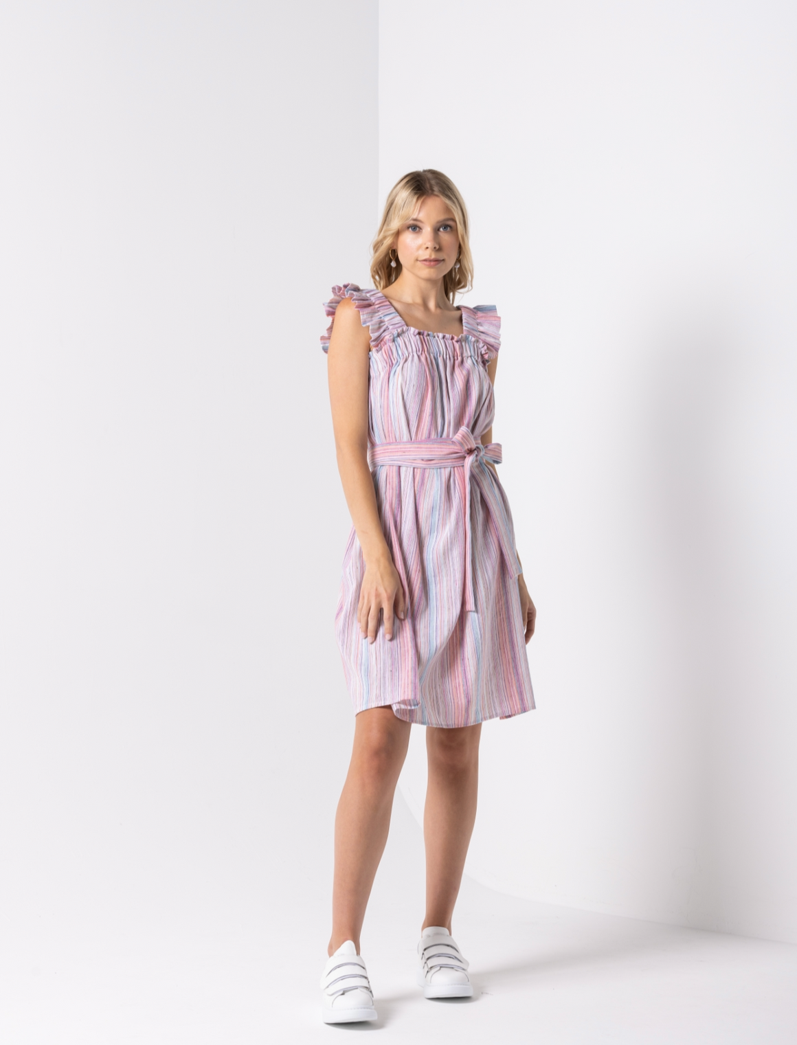 DRESSED Bardot Dress-Rainbow | NZ womens clothing | Trio Boutique Geraldine