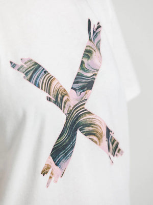 Home Lee Chris Tee-White with Bloom Swirl X | NZ womens clothing | Trio Boutique Geraldine
