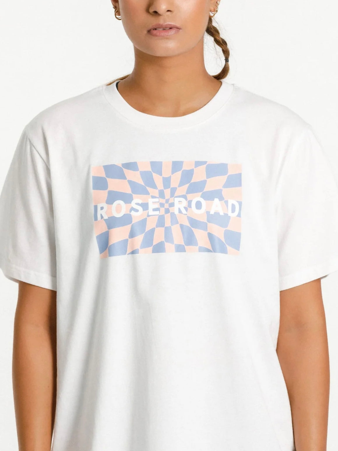 Rose Road Topher Tee-White with Mirror Print | NZ womens clothing | Trio Boutique Geraldine