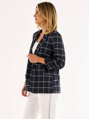 Betty Basics Check Jersey Blazer-Navy Check