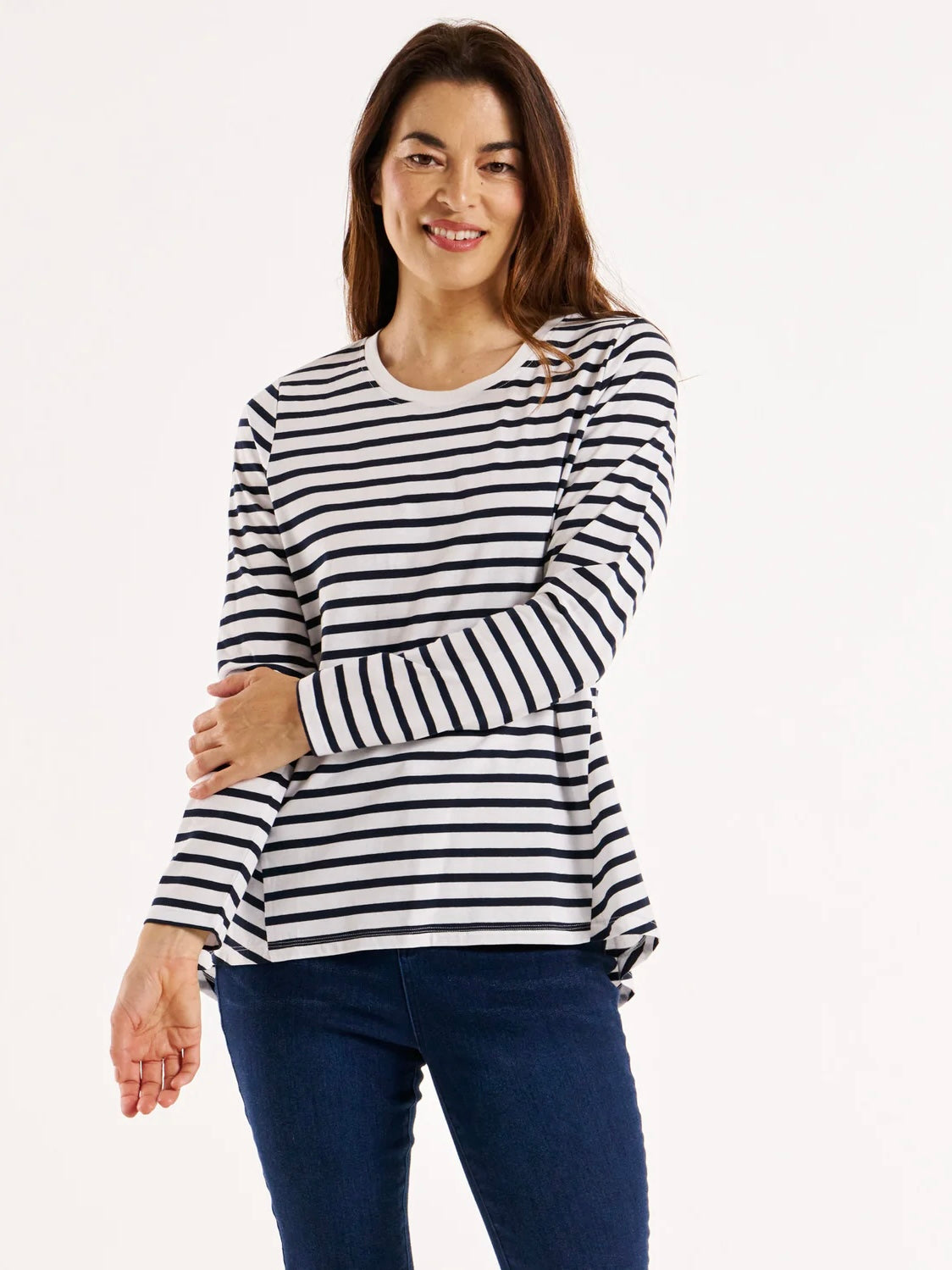 Betty Basics Sydney Long Sleeve Tee-Blue/White Stripe | NZ womens clothing | Trio Boutique Geraldine