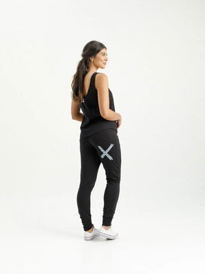 Home Lee Apartment Pants-Black with Stormy Stripe X