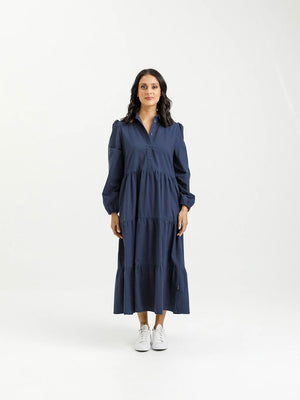 Home Lee Long Sleeve Khloe Dress-Indigo Blue | NZ womens clothing | Trio Boutique Geraldine