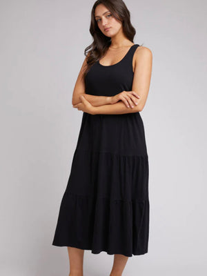 All About Eve Linen Midi Dress-Black