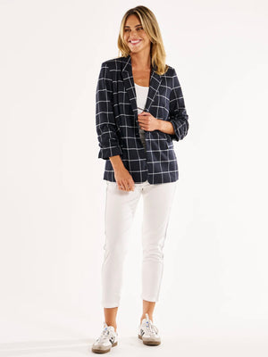 Betty Basics Check Jersey Blazer-Navy Check