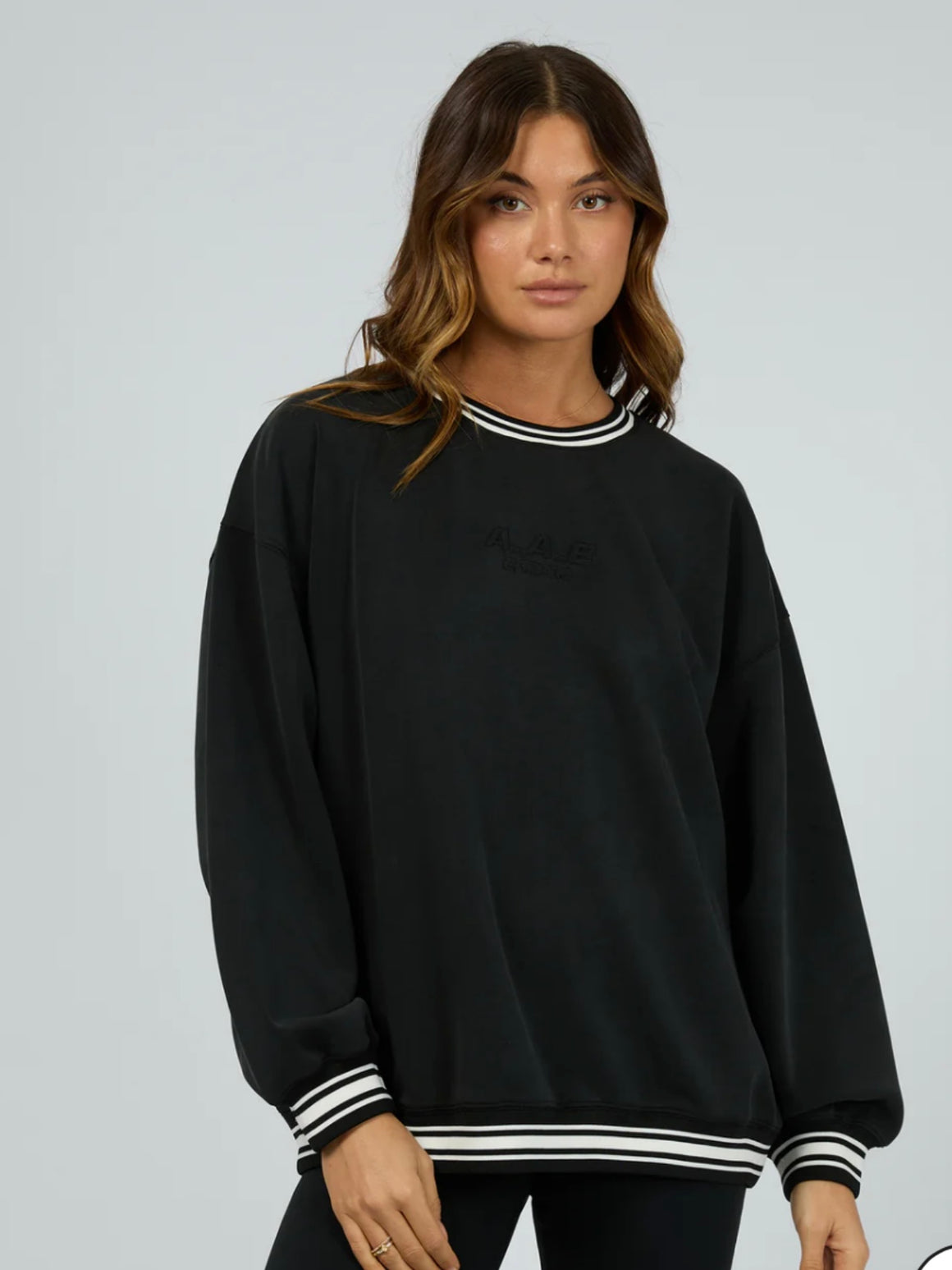 All About Eve Luxe Active College Crew Sweater-Black