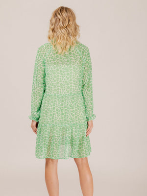 Mi Moso Stella Dress-Green Animal Print | NZ womens clothing | Trio Boutique Geraldine