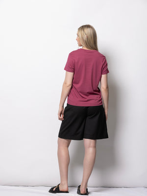 DRESSED Heart Tee-Sorbet with Burgundy Print