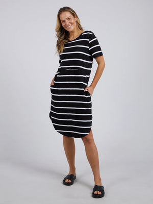 Foxwood Bay Stripe Dress-Black