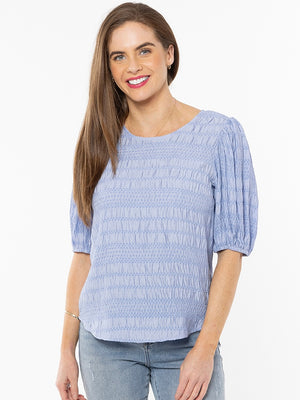 Seeking Lola Carefree Top-Cornflower