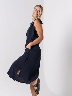 DRESSED BELVEDERE DRESS-Navy | NZ womens clothing | Trio Boutique Geraldine