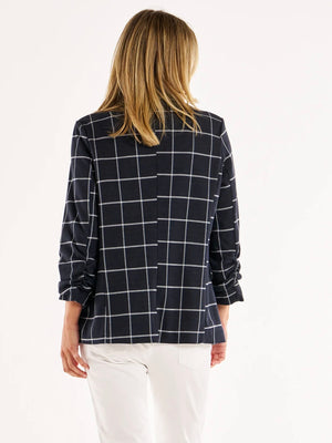 Betty Basics Check Jersey Blazer-Navy Check