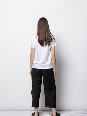 DRESSED Square Tee-White with Black Print