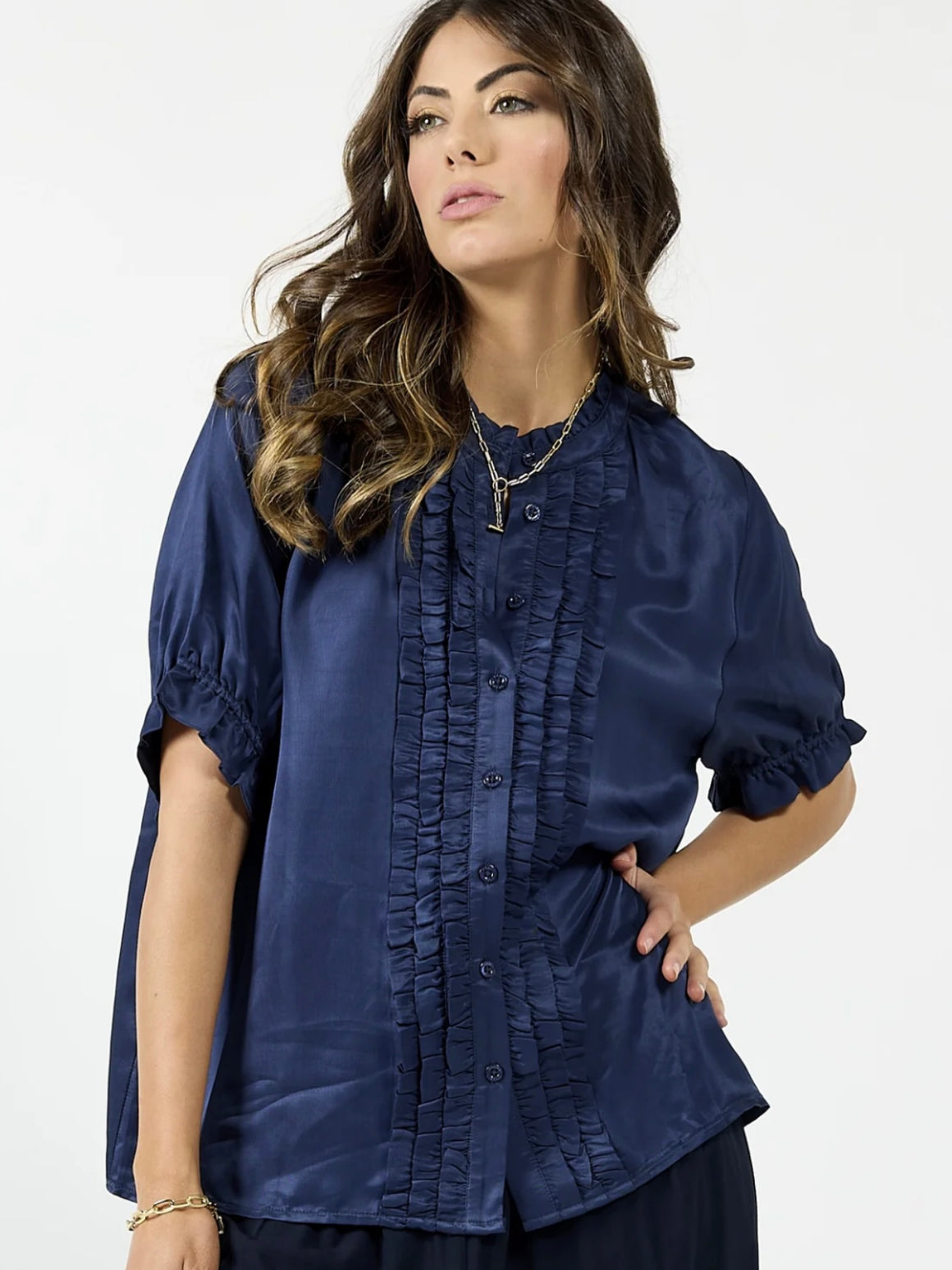 Drama The Label Triplet Blouse-Indigo