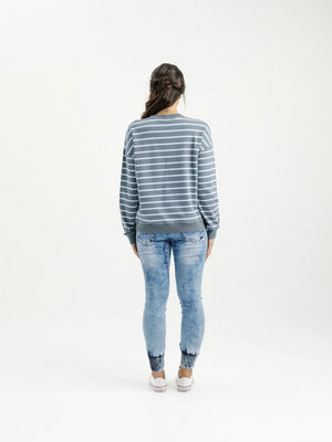 Home Lee Kayla Crew-Stormy Stripe