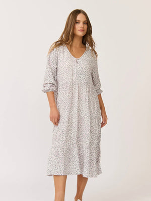 Cartel & Willow Cali Midi Dress-Smudge Leopard