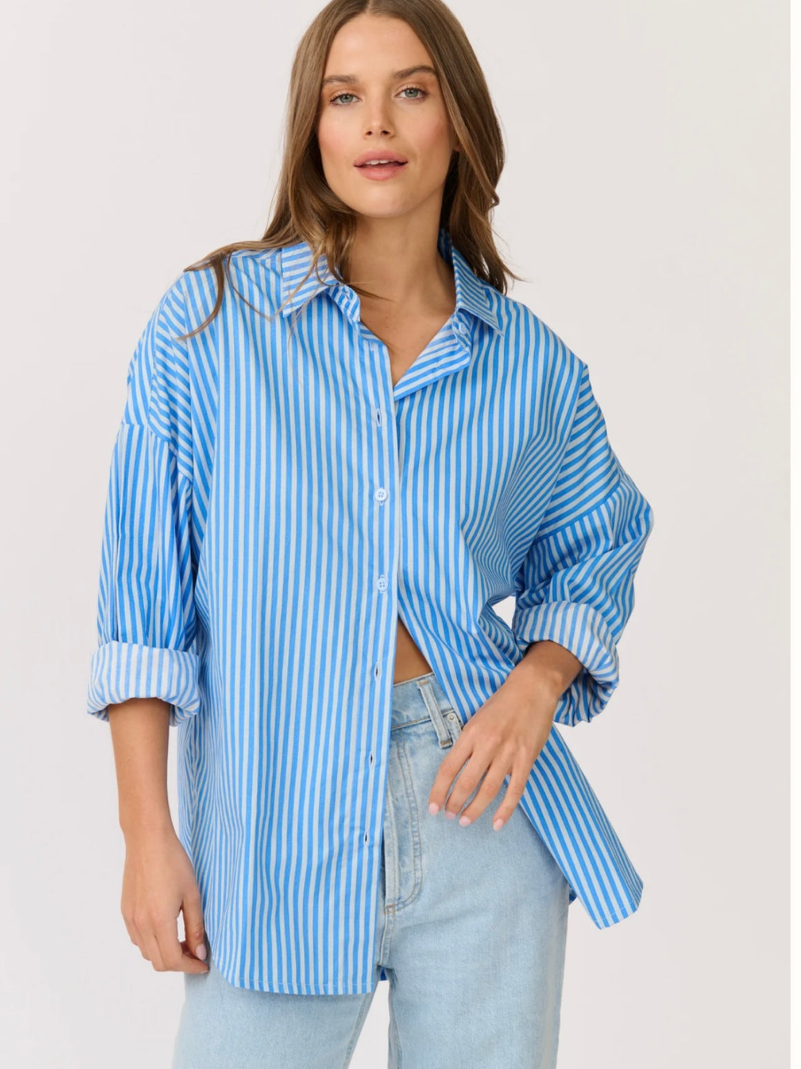 Cartel & Willow Tammy Shirt-Ocean Stripe