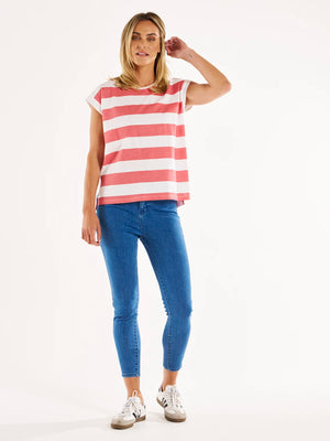 Betty Basics Michaela Top-Dusty Rose Stripe