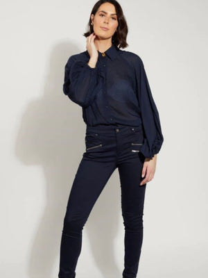 Drama The Label Roxette Pants-Navy/Silver zips | NZ womens clothing | Trio Boutique Geraldine