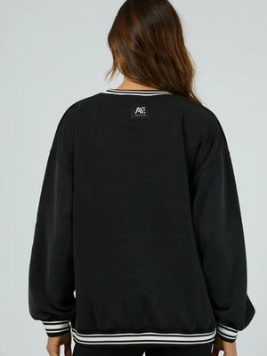 All About Eve Luxe Active College Crew Sweater-Black