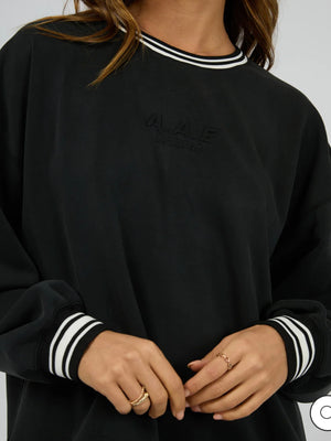 All About Eve Luxe Active College Crew Sweater-Black