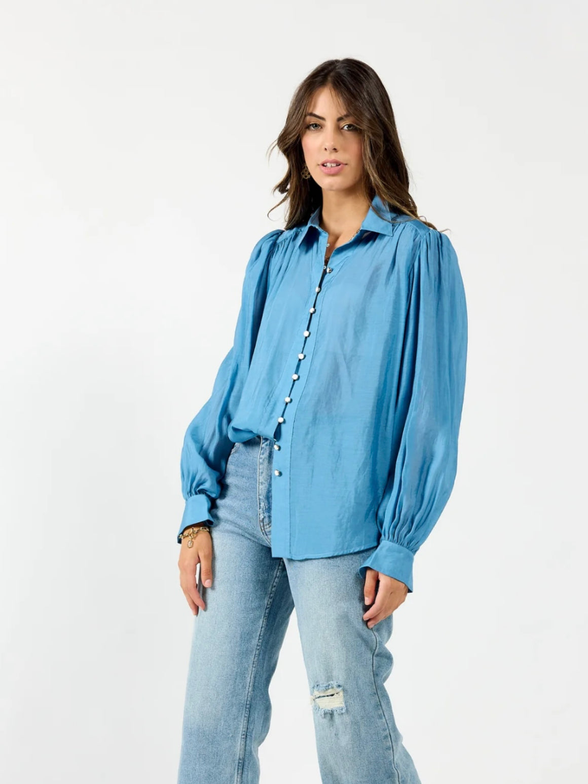 Drama The Label Bristol Blouse-Cornflour