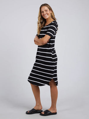 Foxwood Bay Stripe Dress-Black