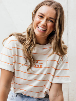 Foxwood Huntleigh Stripe Tee-Orange