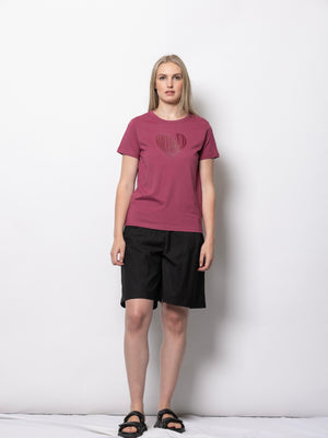 DRESSED Heart Tee-Sorbet with Burgundy Print