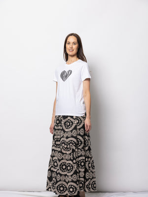 DRESSED Heart Tee-White with Black Print