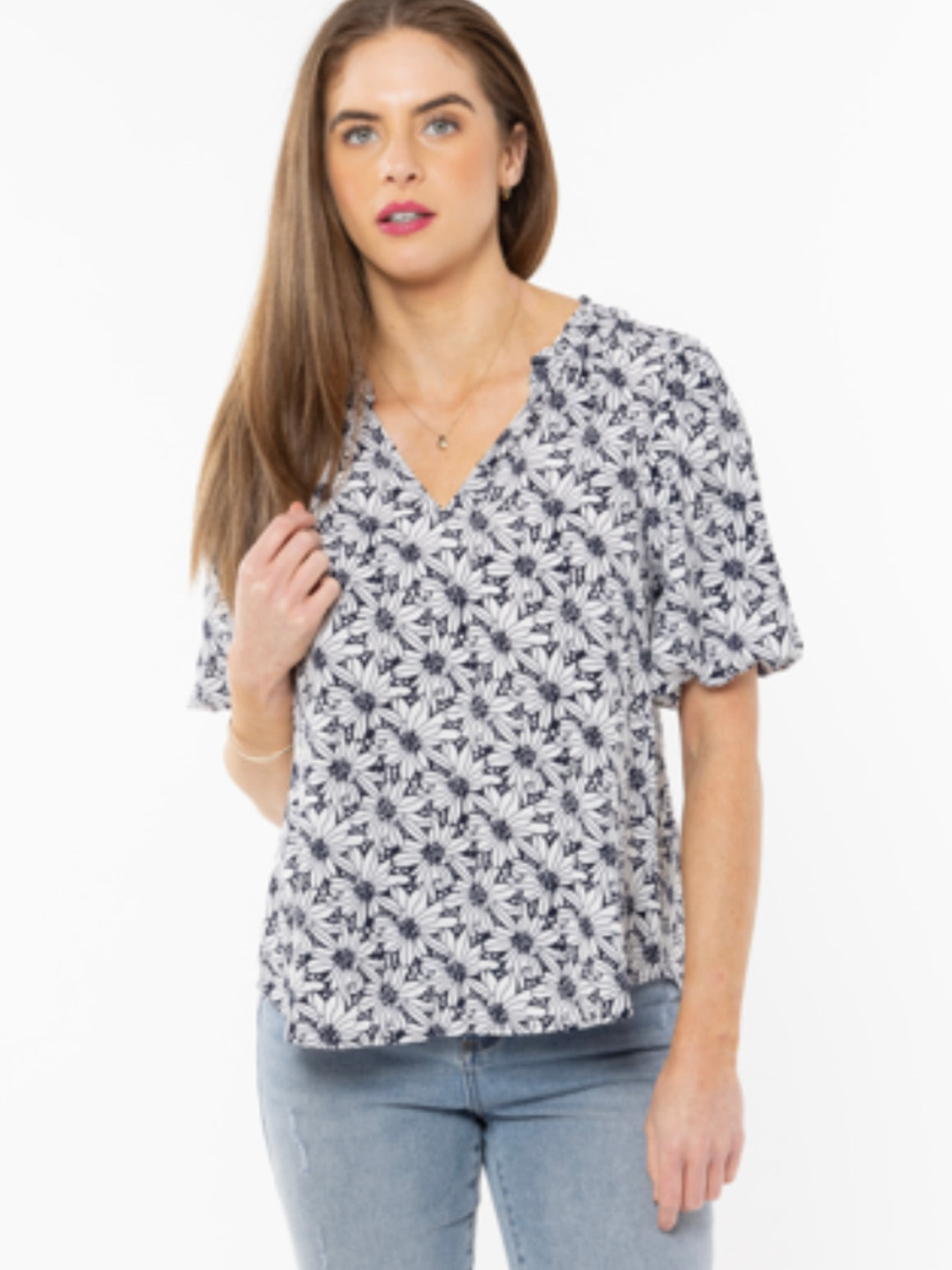 Seeking Lola Treasure Top-Sunflower Navy