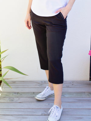 White On Black Active Pants-Black