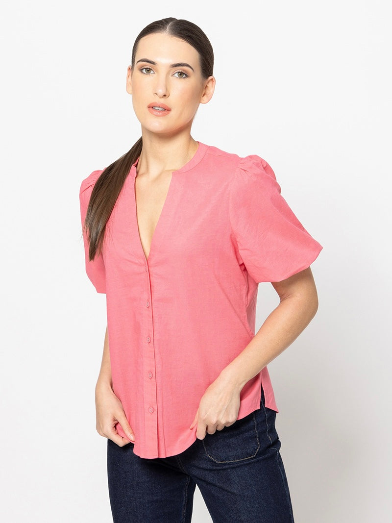 Billie The Label Perceptive Top-Coral Linen