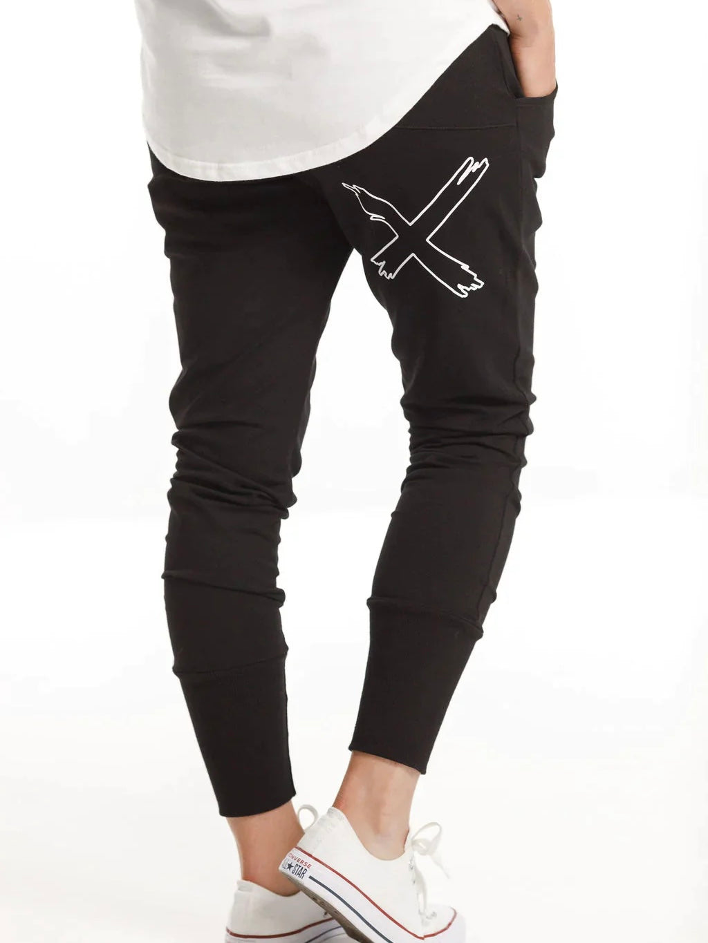 Home Lee Apartment Pants-Winter Weight-Black with white X outline