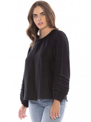 Seeking Lola Milly Top-Black Texture | NZ womens clothing | Trio Boutique Geraldine