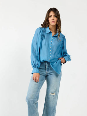 Drama The Label Bristol Blouse-Cornflour