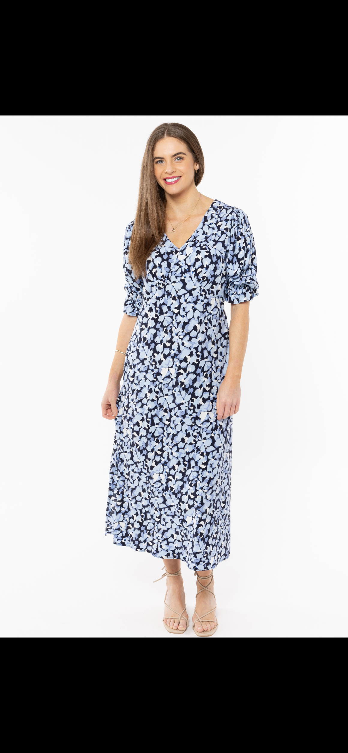 Billie The Label Skillful Midi Dress-Royal Bloom