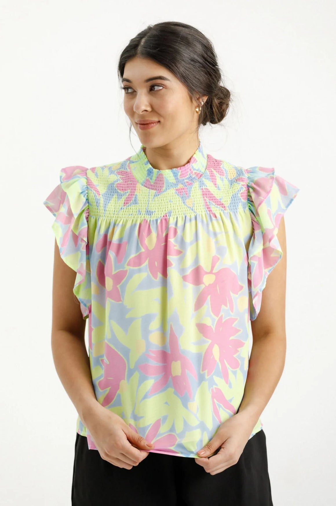 Home Lee Charlie Top-Lime Daisies