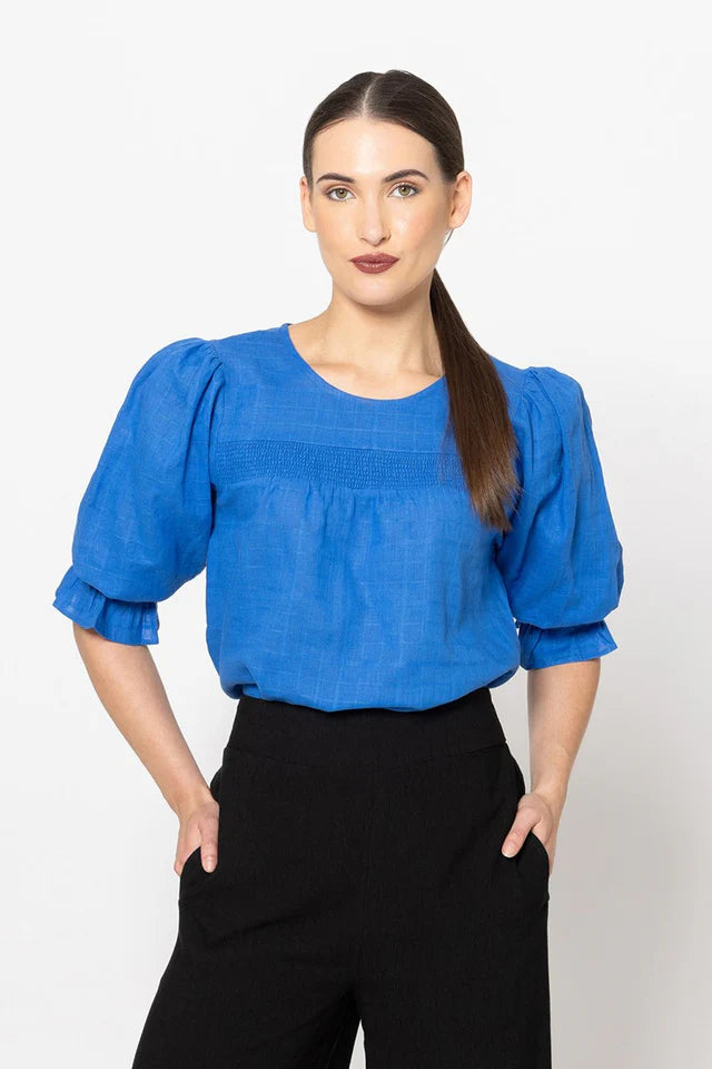 Seeking Lola Noble Top-Cobalt