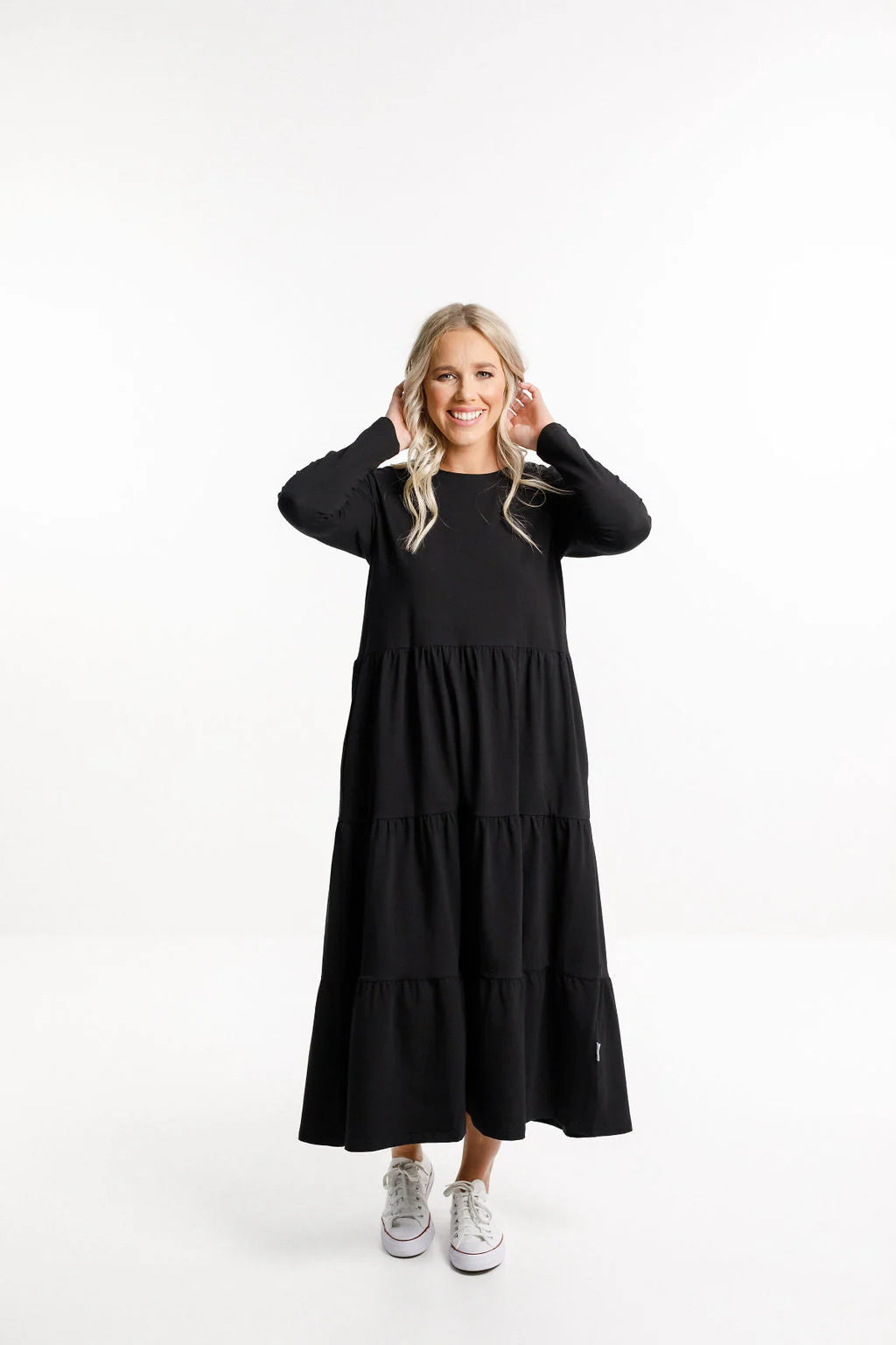 Home Lee Long Sleeve Kendall Dress-Black