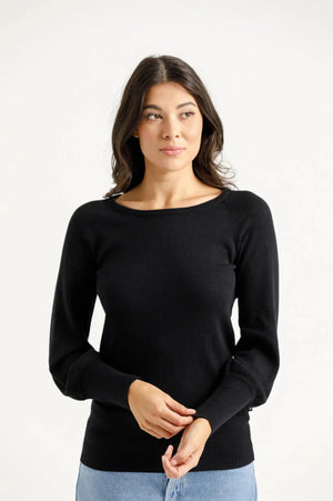 Home Lee Knitted Grace Crew-Black