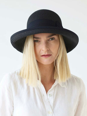 Archer House Turn Up Brim Bow Straw Hat-Black | NZ womens clothing | Trio Boutique Geraldine